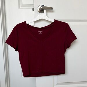 NWOT Wild Fable Deep Red V-Neck Crop Top